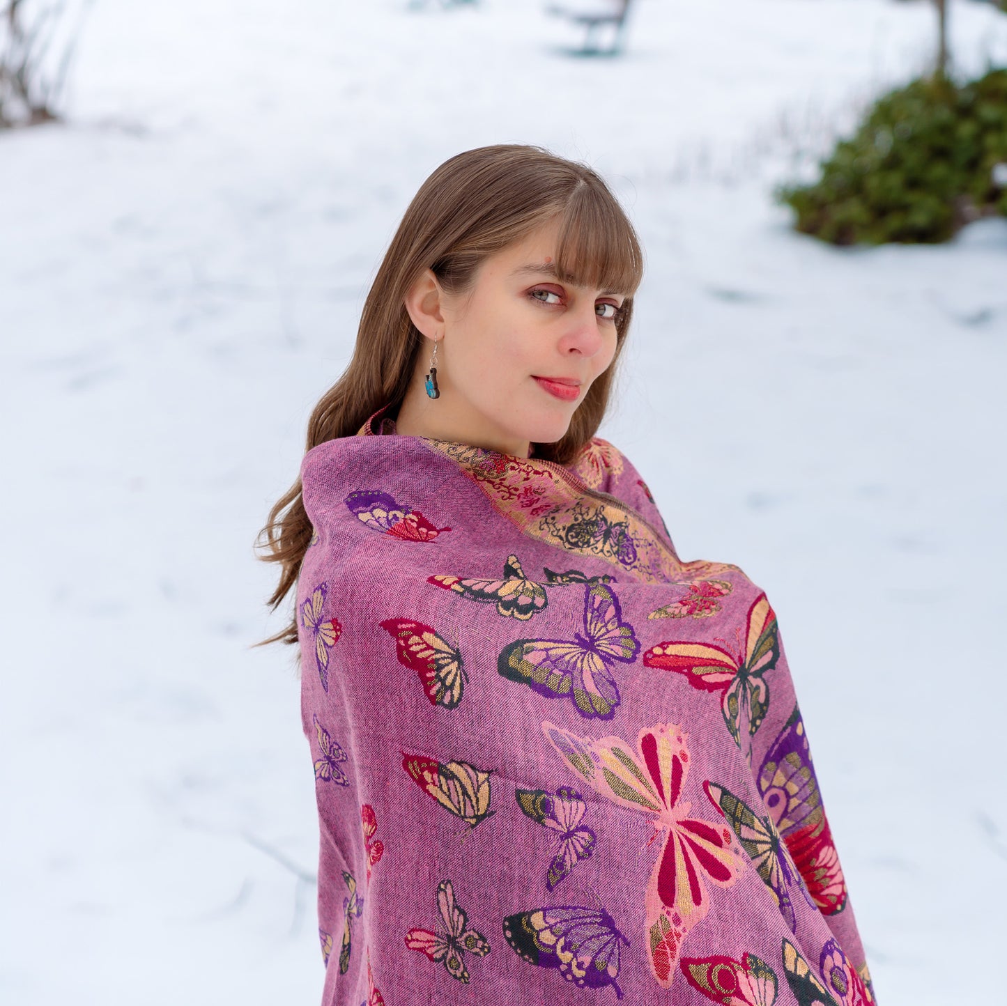 lavender monarch butterfly shawl reversible elegant women wrap