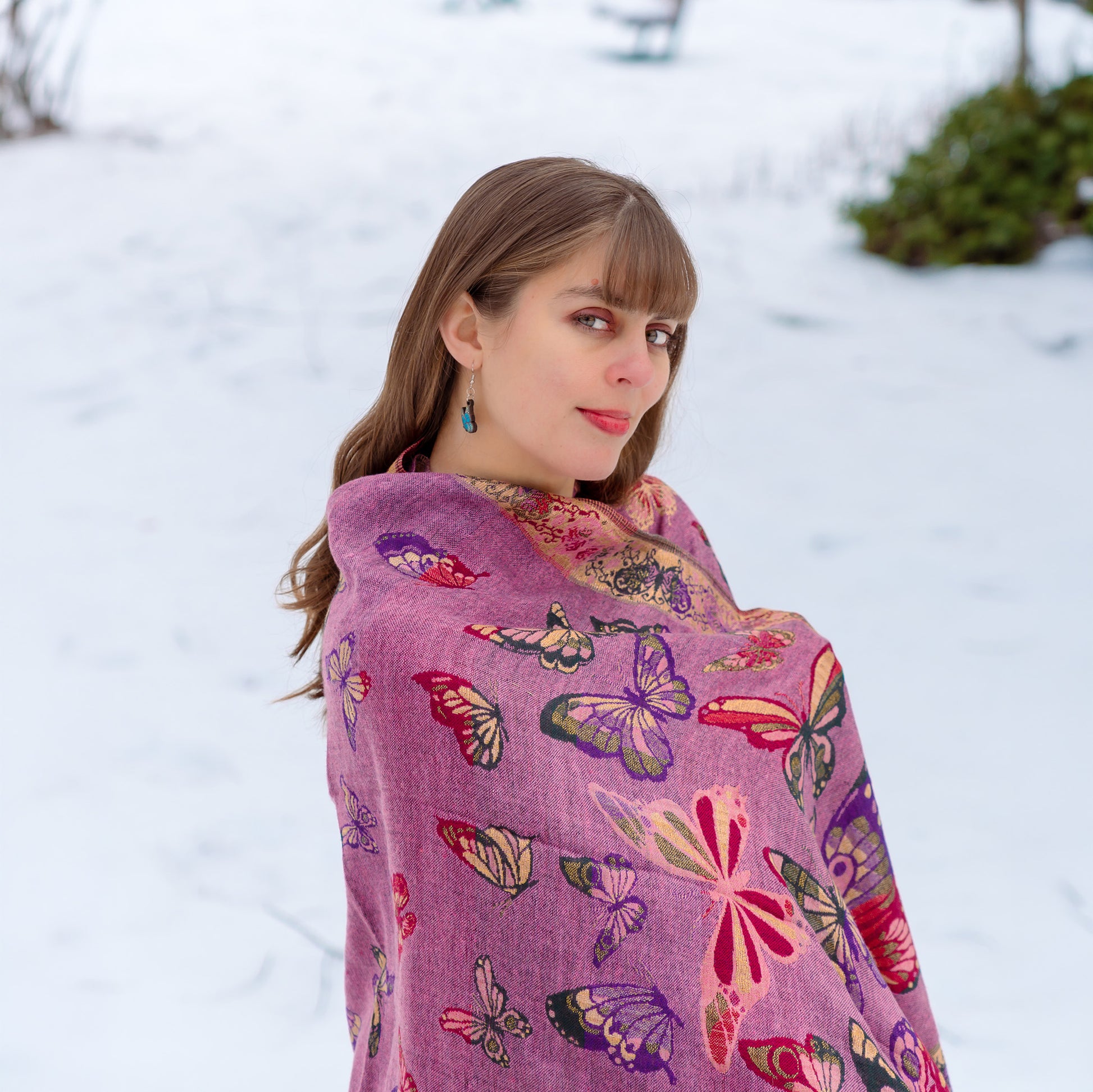 lavender monarch butterfly shawl reversible elegant women wrap