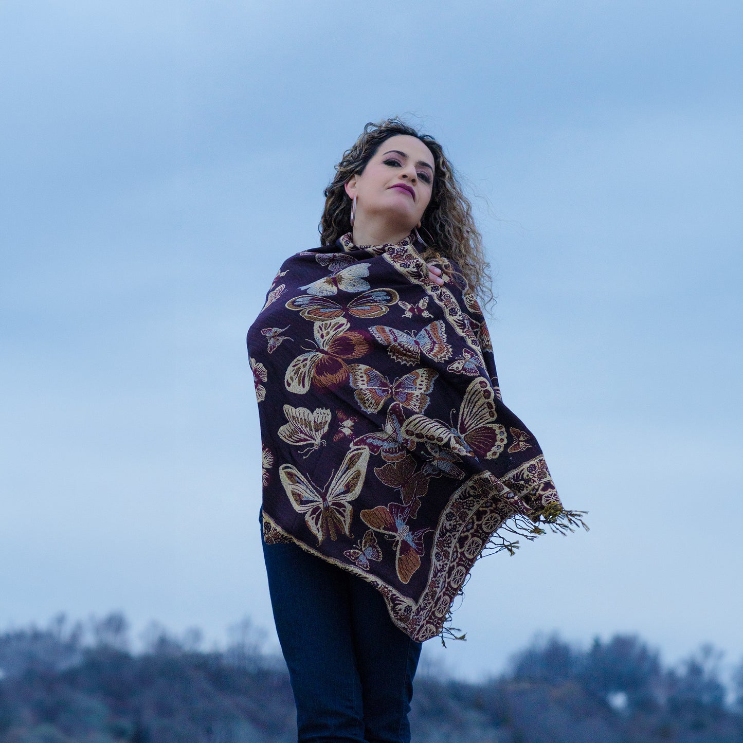 monarch butterfly dark brown shawl women canada fashion